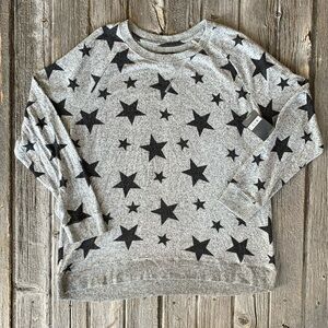 Lucky Brand Gray Sweater With Black Stars - Size 1XL NEW WITH TAGS